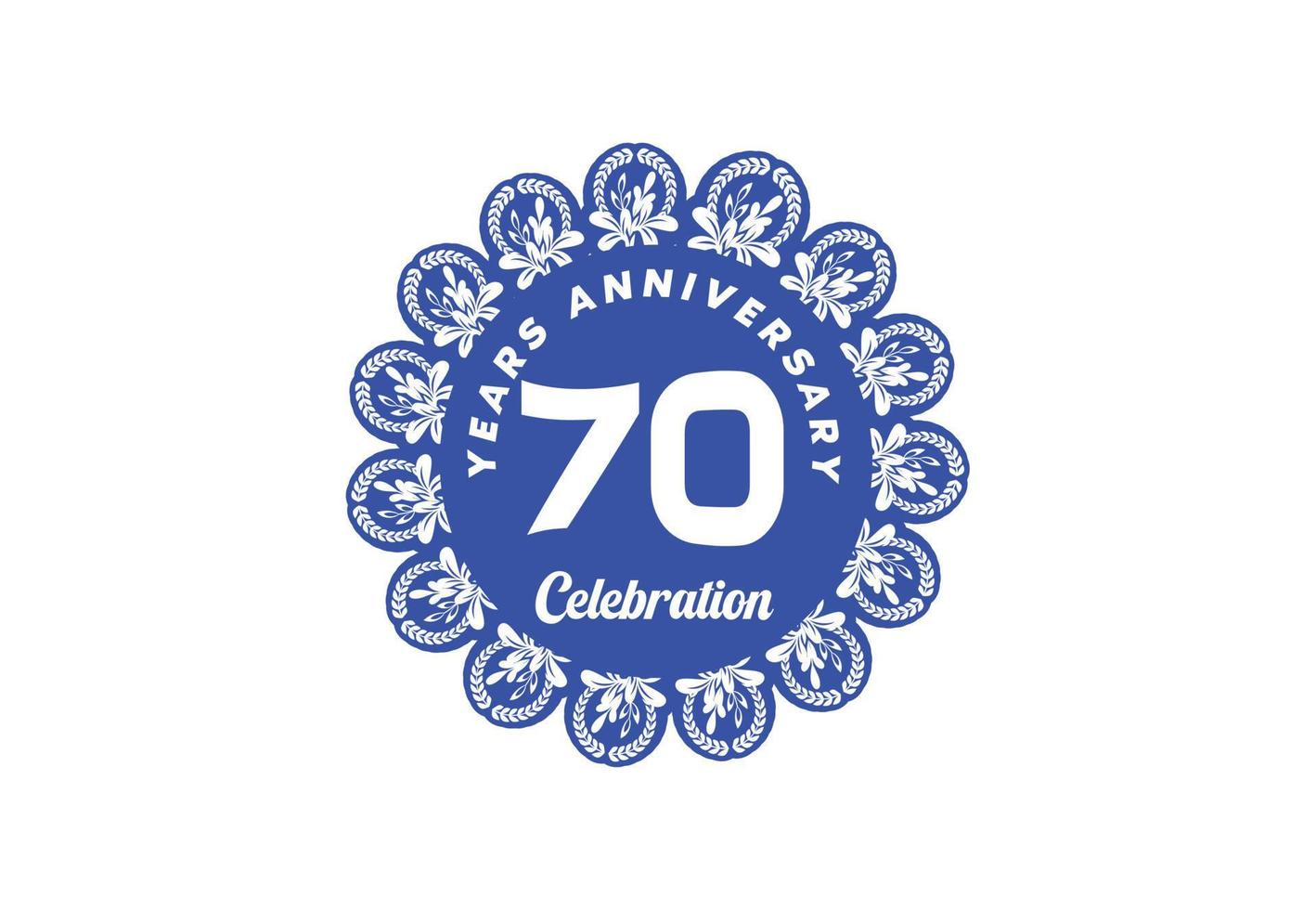 plantilla de diseño de logotipo y etiqueta de aniversario de 70 años vector