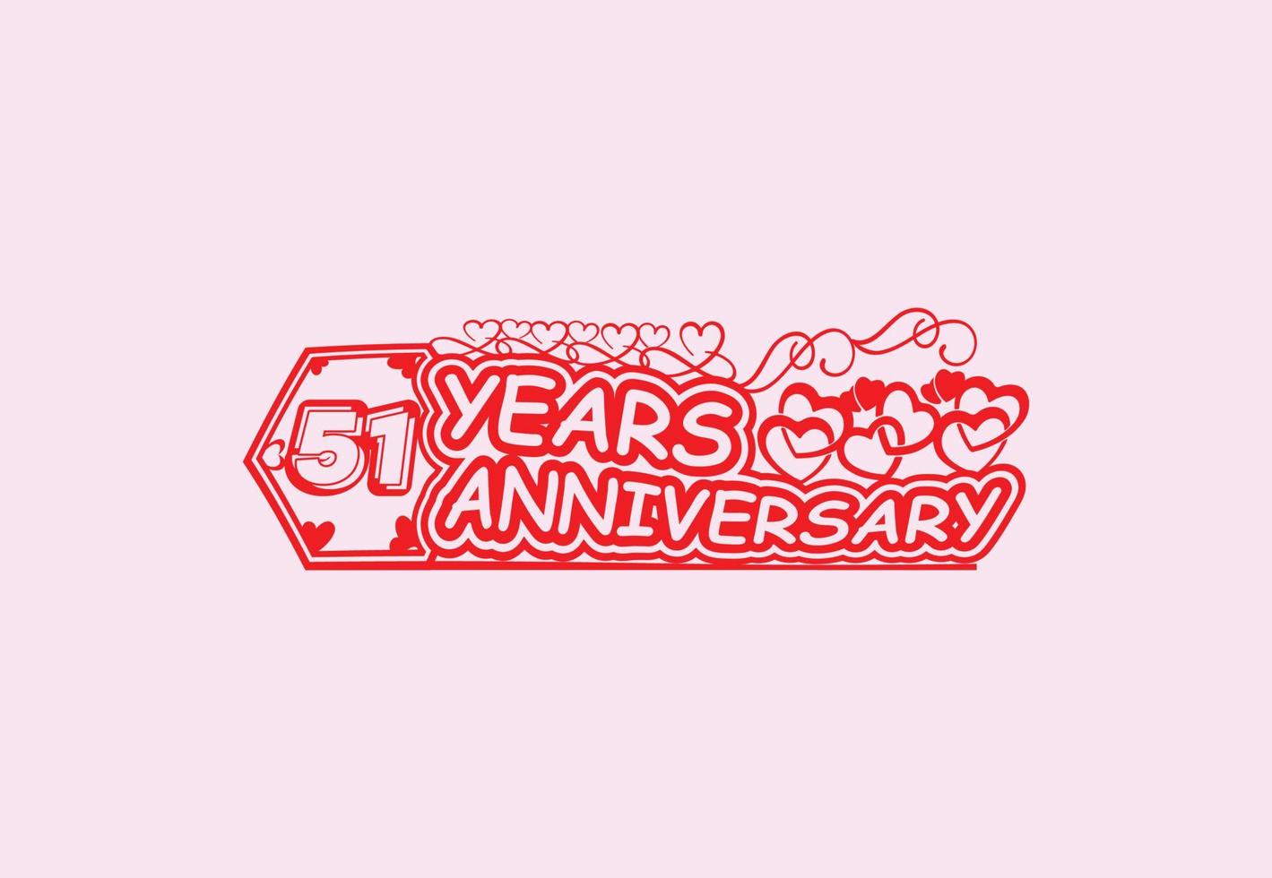 51 years anniversary logo and sticker design template vector