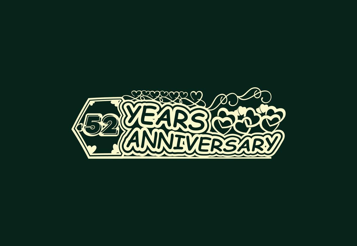 52 years anniversary logo and sticker design template vector
