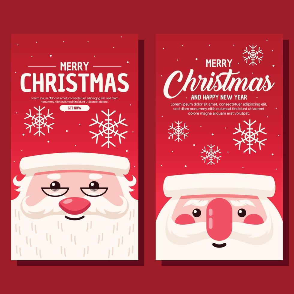 flat cute santa head vertical banner vector