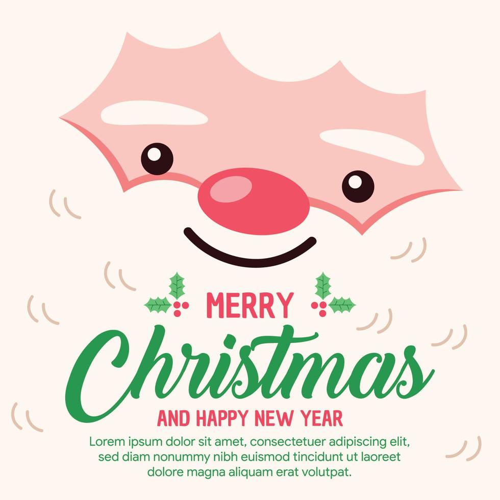 flat cute santa head background illustration vector