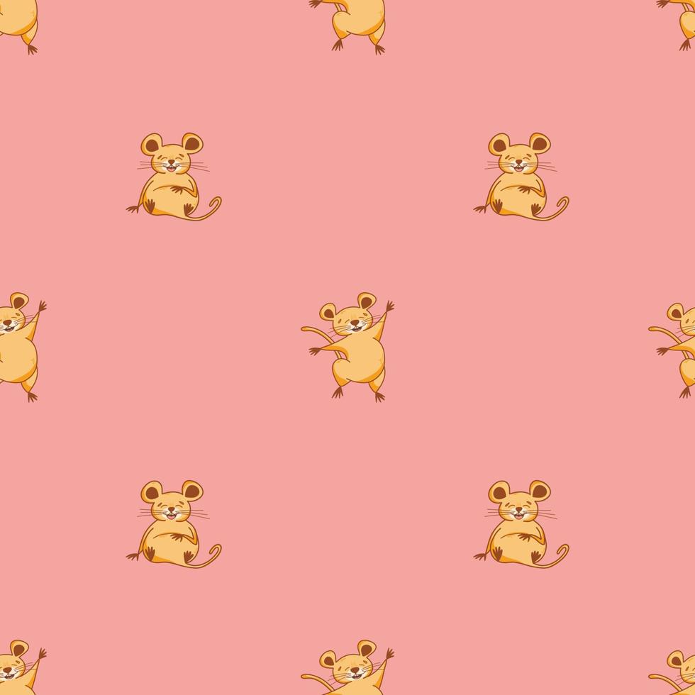 Vector pattern with cute mice, cartoon-style character, cute animals, rodents. Children's illustration for postcards, posters, T-shirts, teenagers, stickers, fabrics.