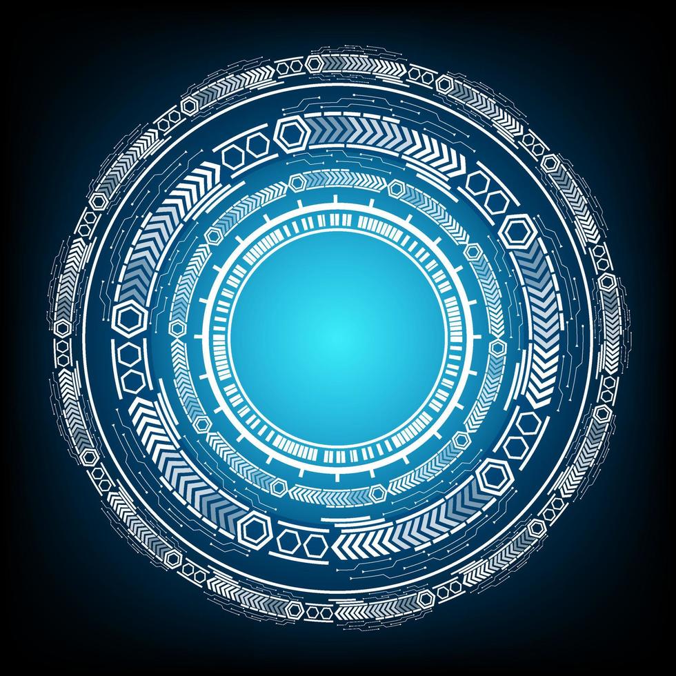 circular AI HUD Electronic circuit board  hologram vector concept for future technology element background business screen
