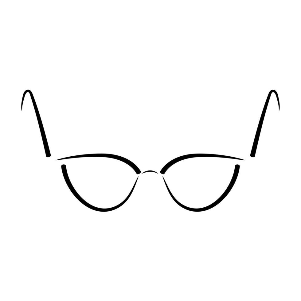 gafas de garabato. vista frontal de anteojos boceto lineal negro minimalista aislado sobre fondo blanco. ilustración vectorial vector
