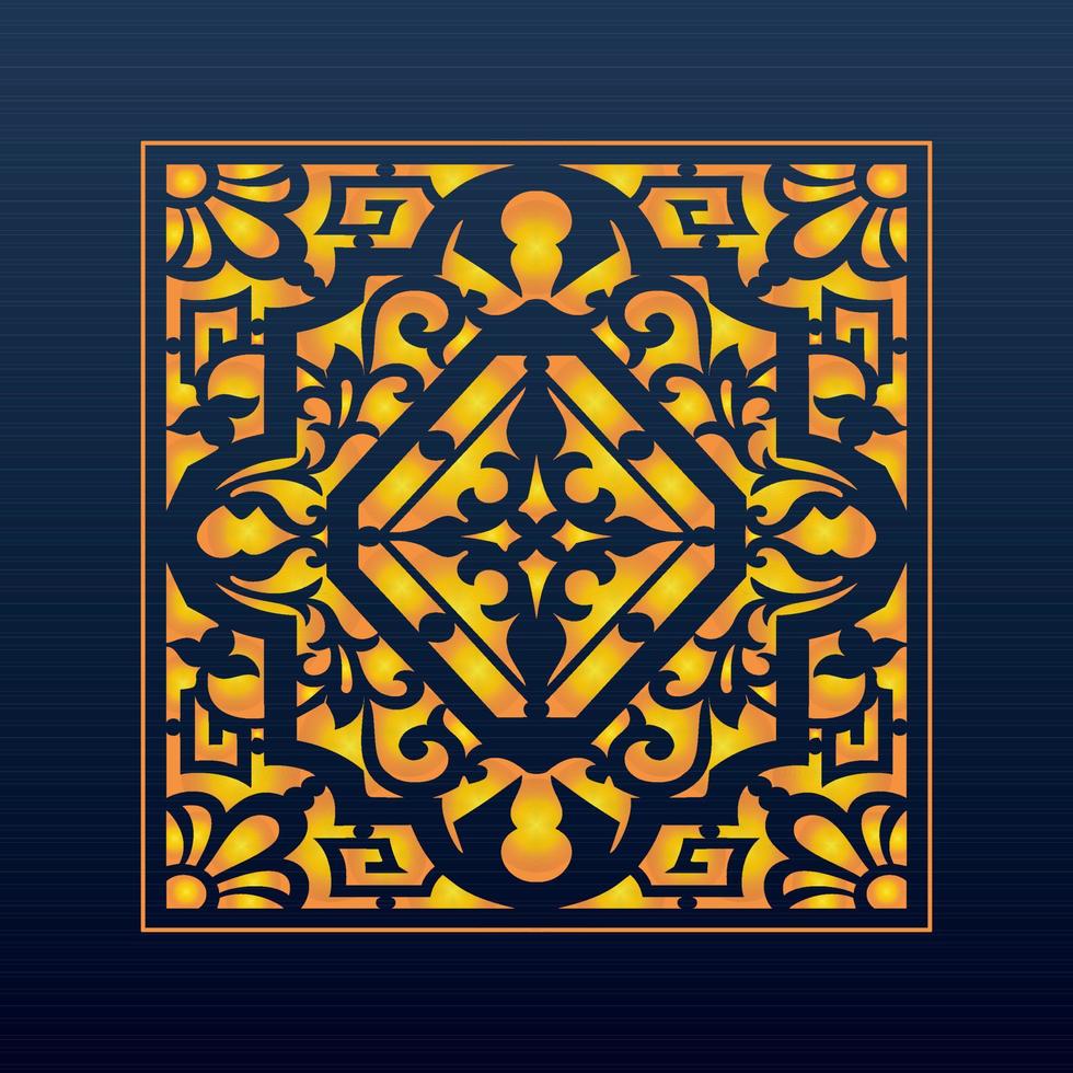 Decorative Abstract Geometric Background Gold Arabic Ornament Die Cut Pattern vector