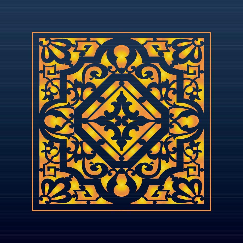 Decorative Abstract Geometric Background Gold Arabic Ornament Die Cut Pattern vector