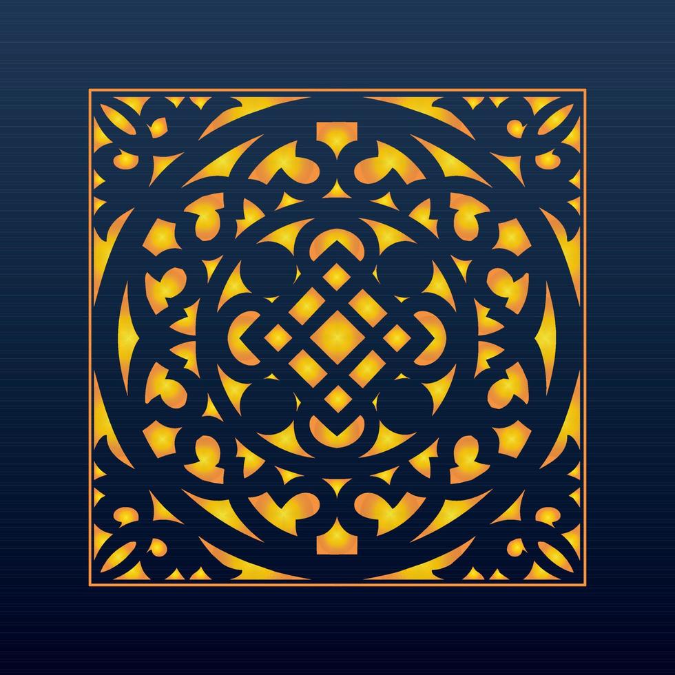 Decorative Abstract Geometric Background Gold Arabic Ornament Die Cut Pattern vector