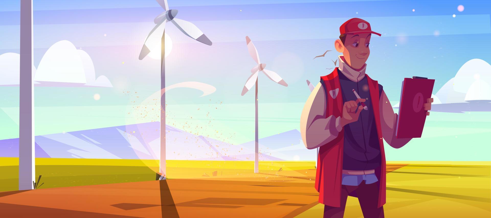 Wind Turbine Technician Man Work On Energy Farm 13788672 Vector Art At is-wind-energy-renewable-lindy-energy