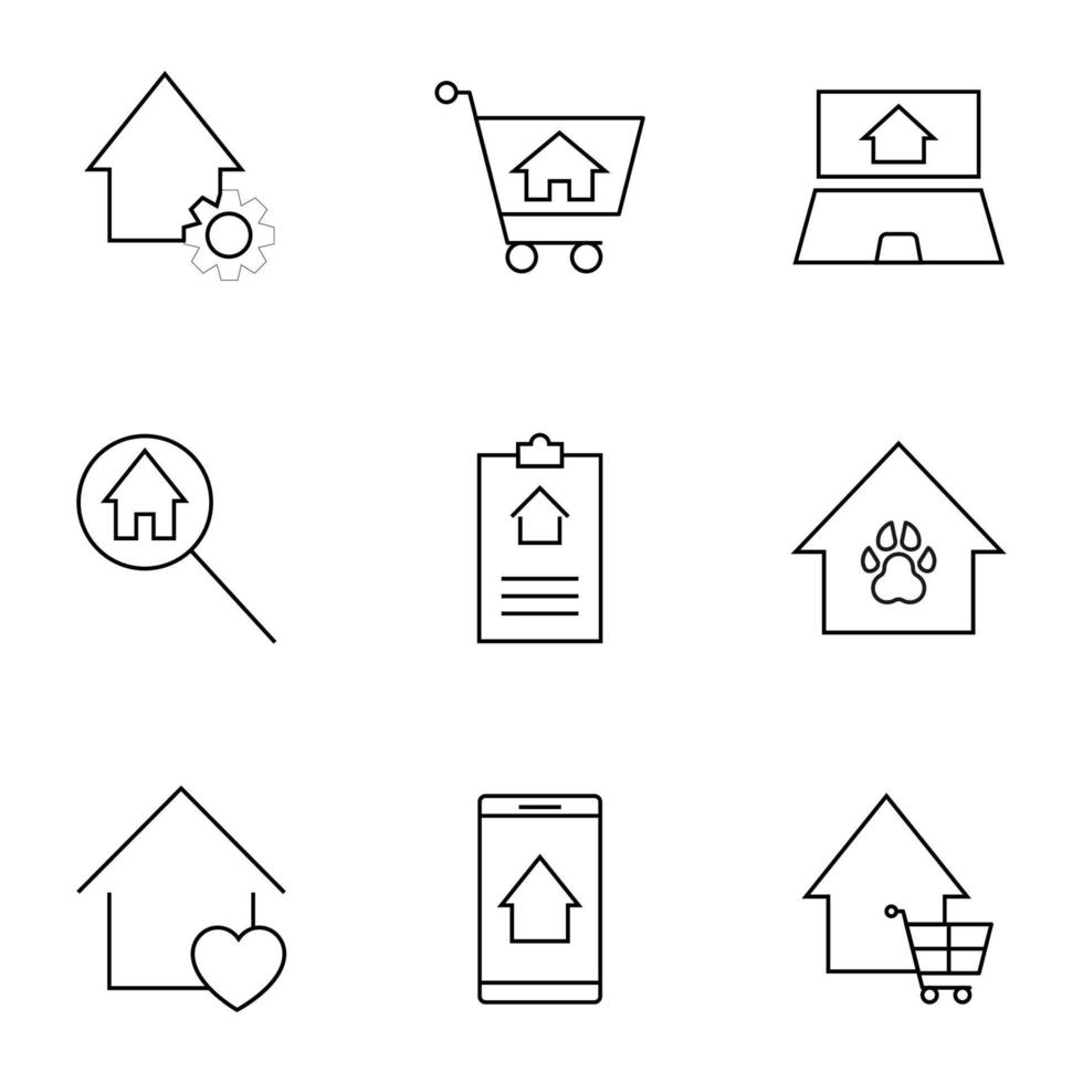 conjunto de símbolos de contorno modernos para tiendas de Internet, tiendas, pancartas, anuncios. iconos de línea aislados vectoriales de varios artículos por casa vector