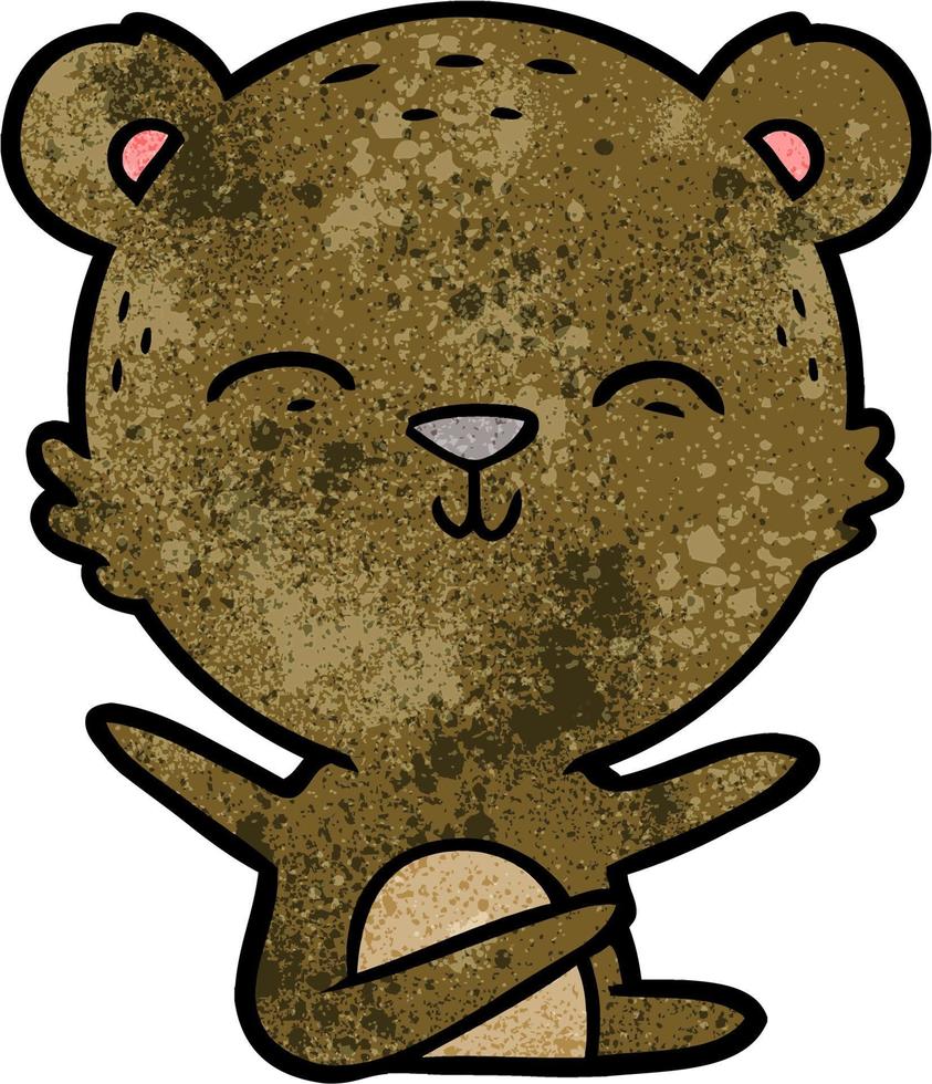 retro grunge texture cartoon happy bear vector