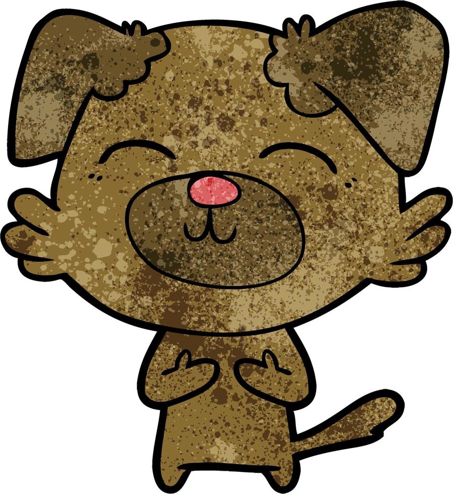 Retro grunge texture cartoon cute dog vector