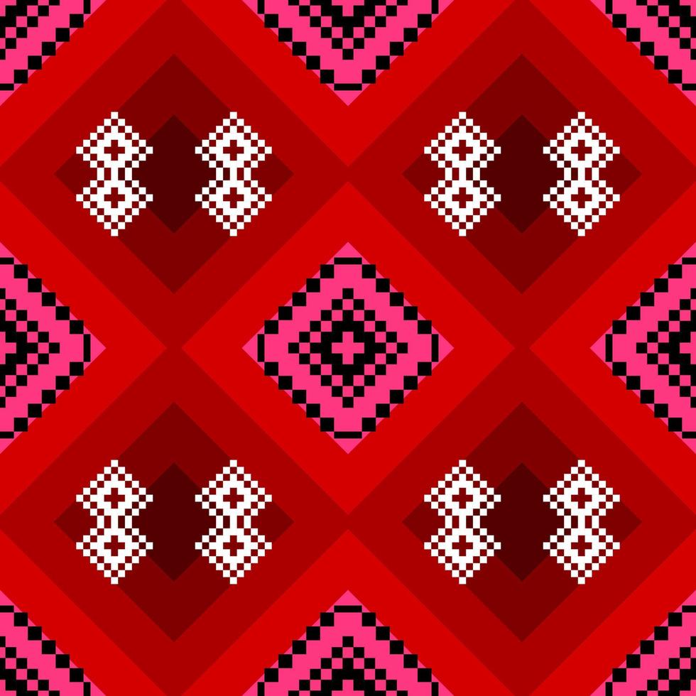 red seamless geometric ethnic pattern background vector