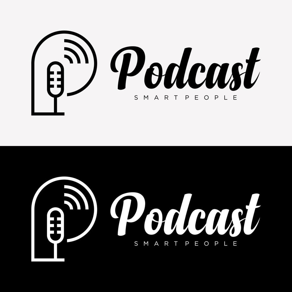 letra p monograma símbolo podcast medios hablando moderno estilo elegante identidad negocio logotipo diseño vector