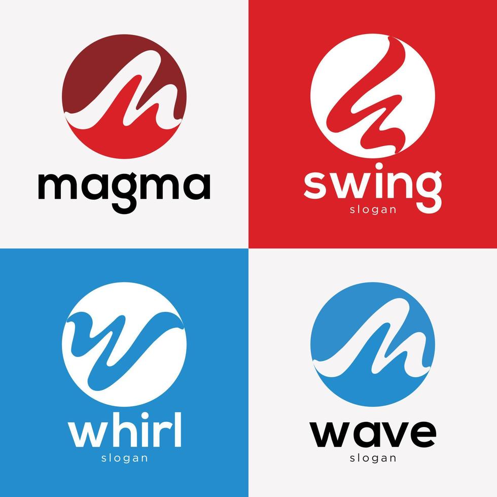 Letter M W Monogram Alphabet Style Modern Elegant Wavy Logo Design Vector