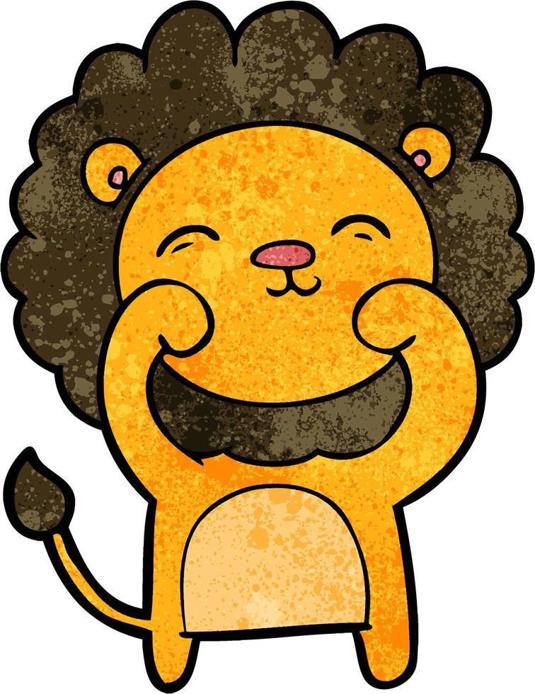 león lindo de la historieta de la textura del grunge retro vector