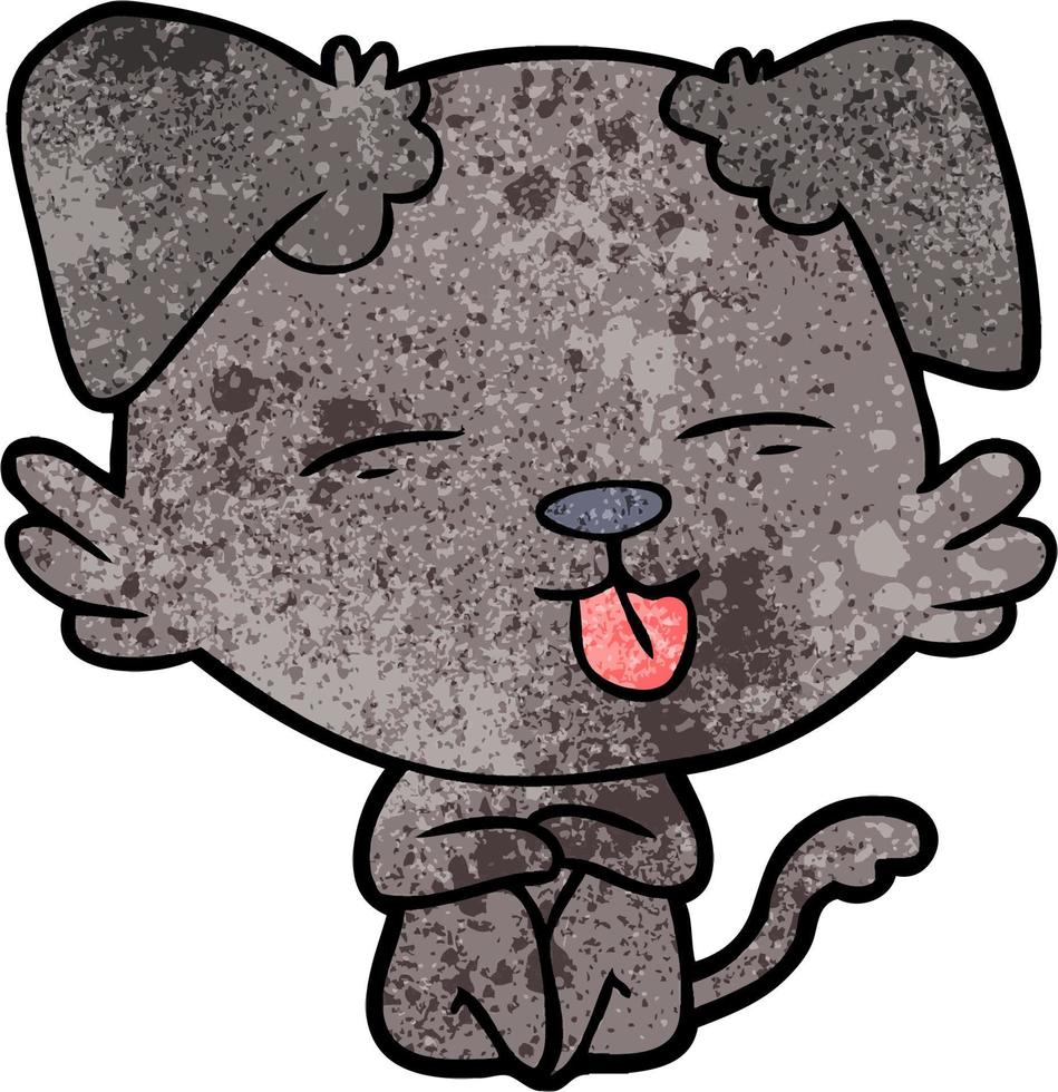 retro grunge texture cartoon dog tongue out vector