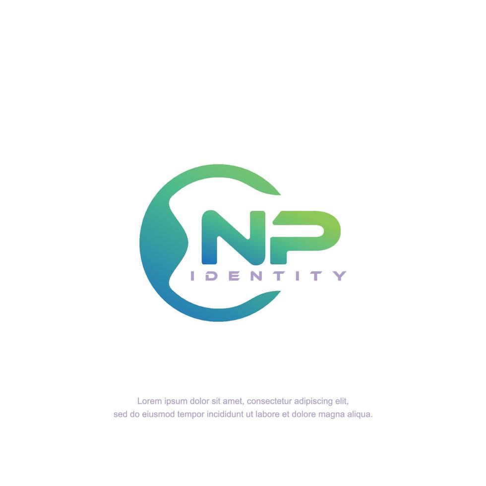 NP Initial letter circular line logo template vector with gradient color blend