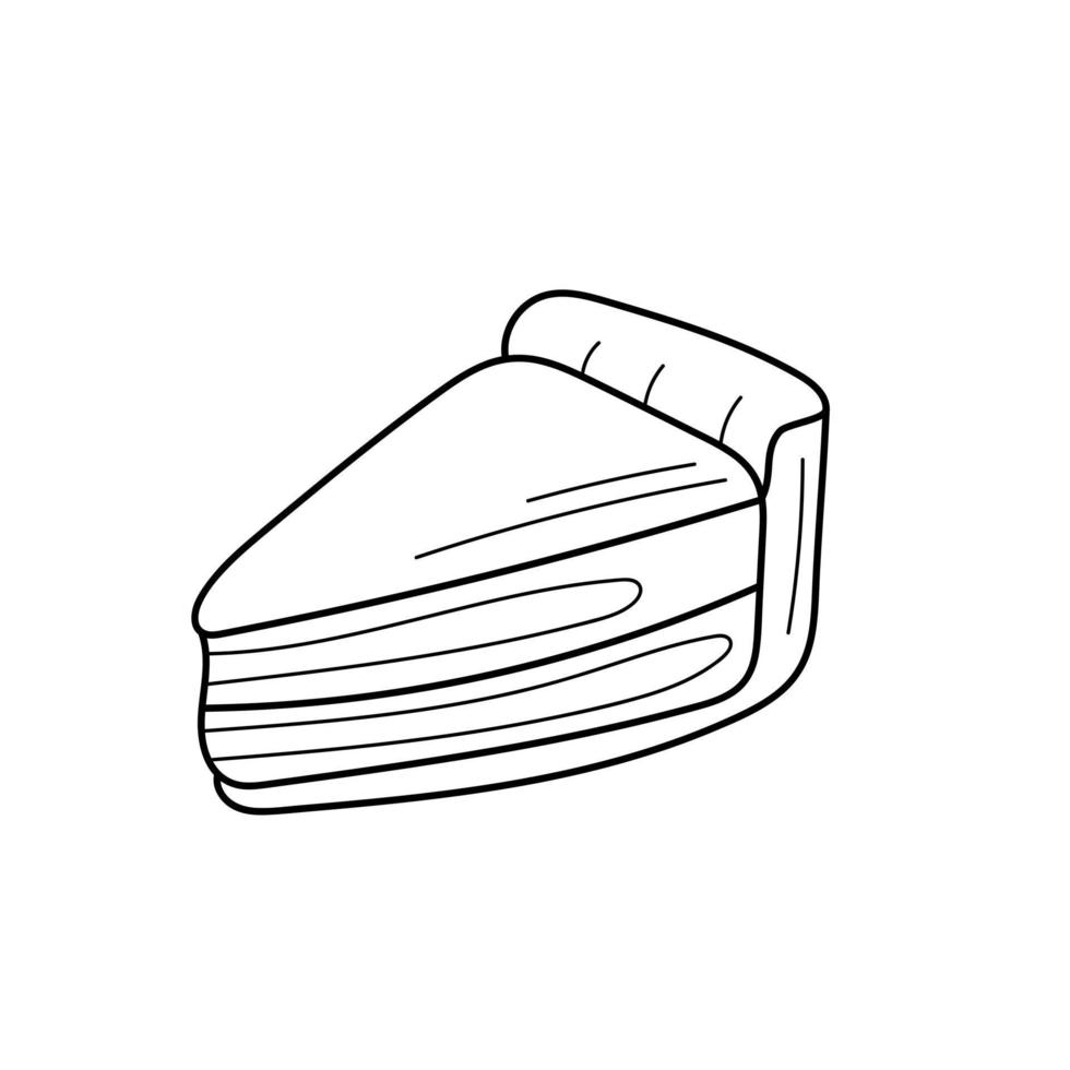 Piece of pie. Coloring book for children. Outline on a white background. Vector illustration