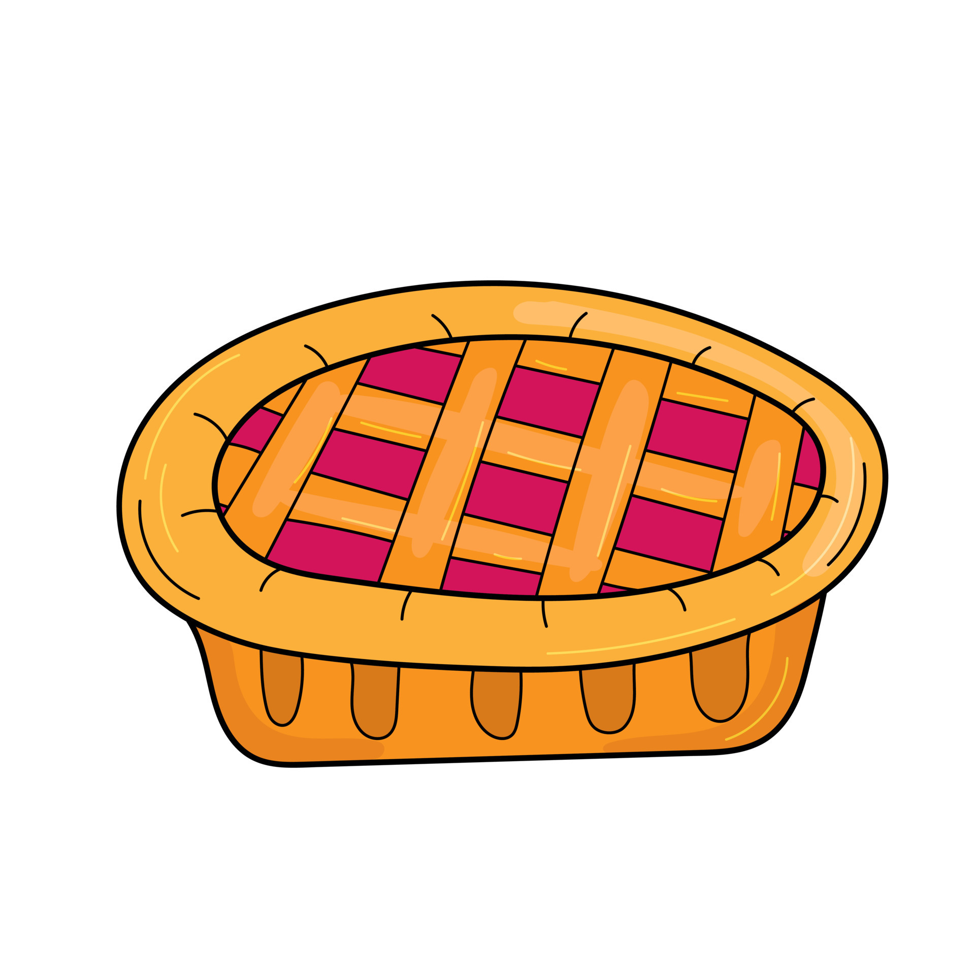 Cute cartoon pie. Cherry or bleuberry pie drawing. Cartoon image of