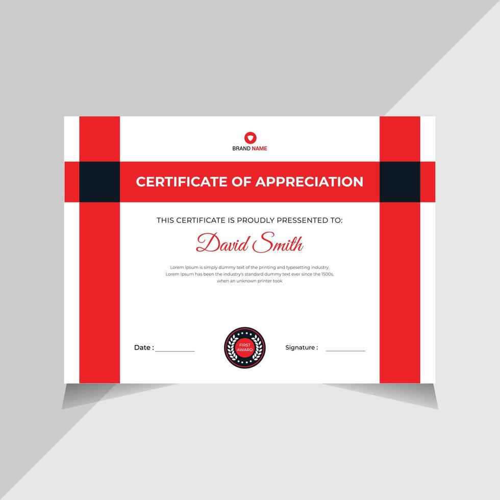 diseño de certificado moderno, plantilla de certificado de graduación empresarial vector gratis