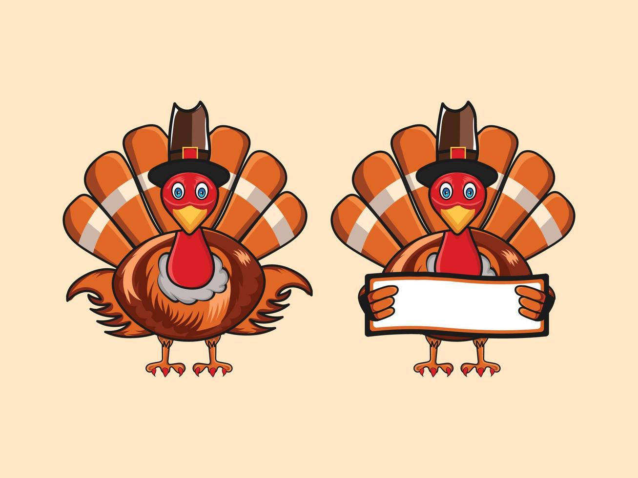 Thanksgiving turkey vector art illustration  on white background.