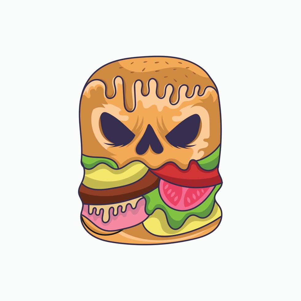 Scary burger vector illustration graphic on white background