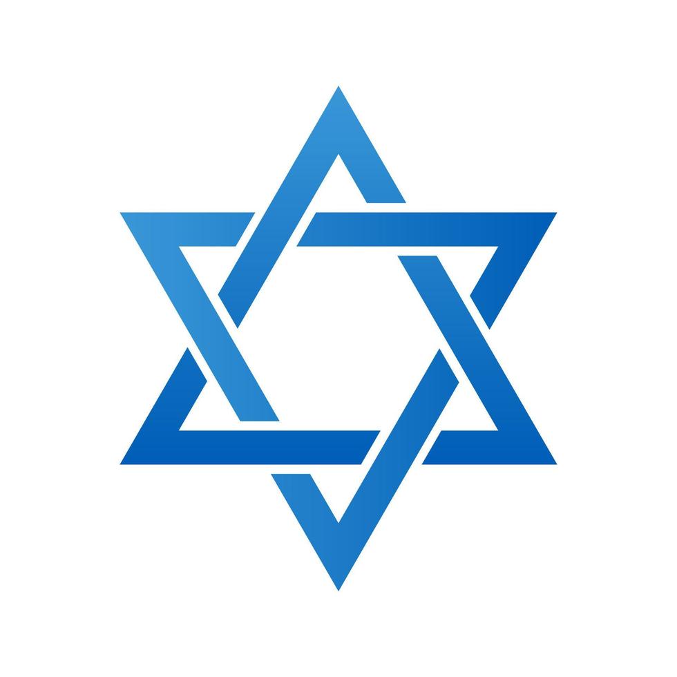 Star of David isolated. Vector illustration of Jewish traditional symbol. Blue six pointed star on white background