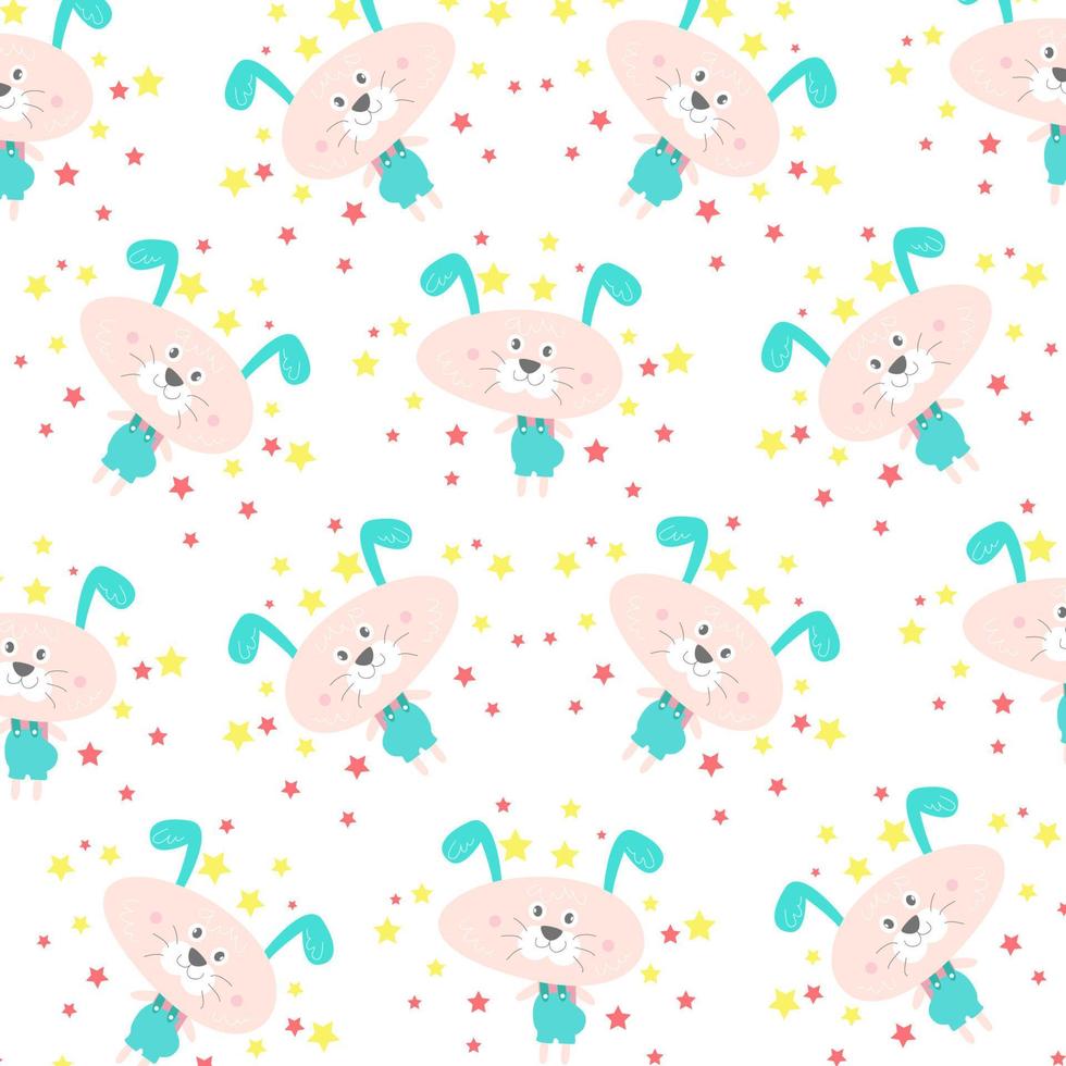 Seamless pattern with cute cartoon animals perfect for wallpaper vector