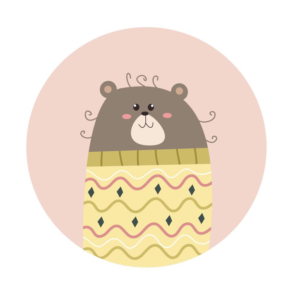 Cute animal cartoon character in circle shape vector