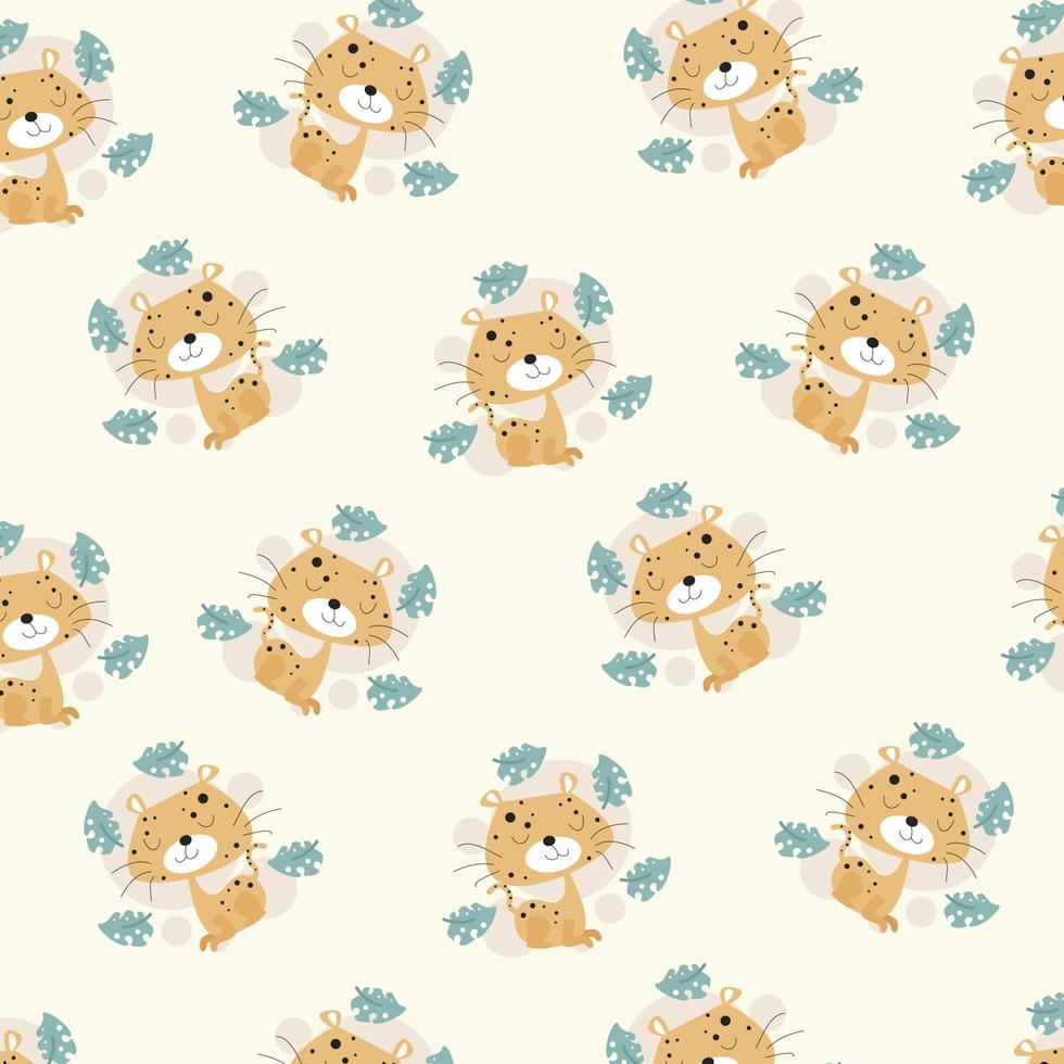 Seamless pattern with cute cartoon animals perfect for kids clothes design and decoration vector