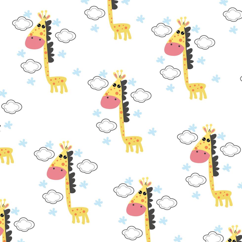 Seamless pattern with cute cartoon animals perfect for wallpaper vector