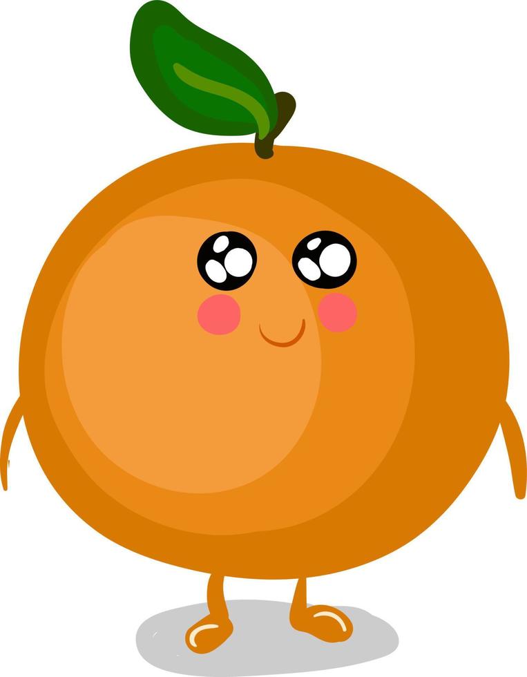 A happy and cute orange with sparkling eyes, vector or color illustration.