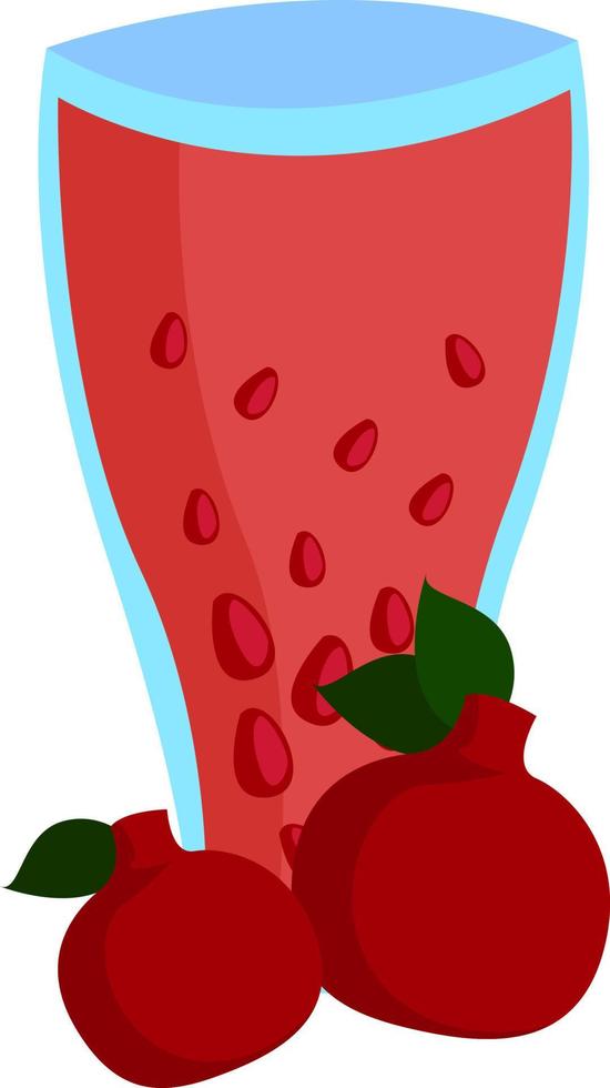 Pomegranate juice, illustration, vector on white background.