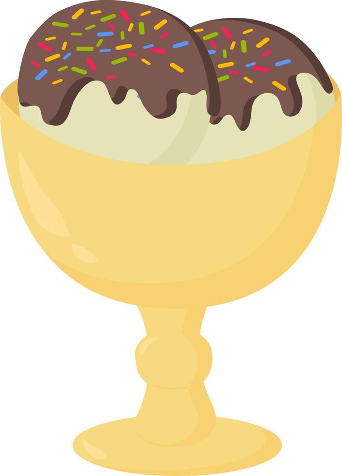 Ice cream in a bowl, illustration, vector on a white background.