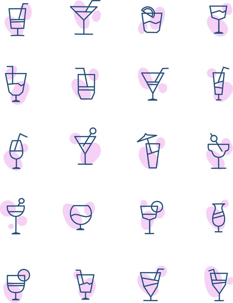 Alcoholic coctails, illustration, vector on a white background