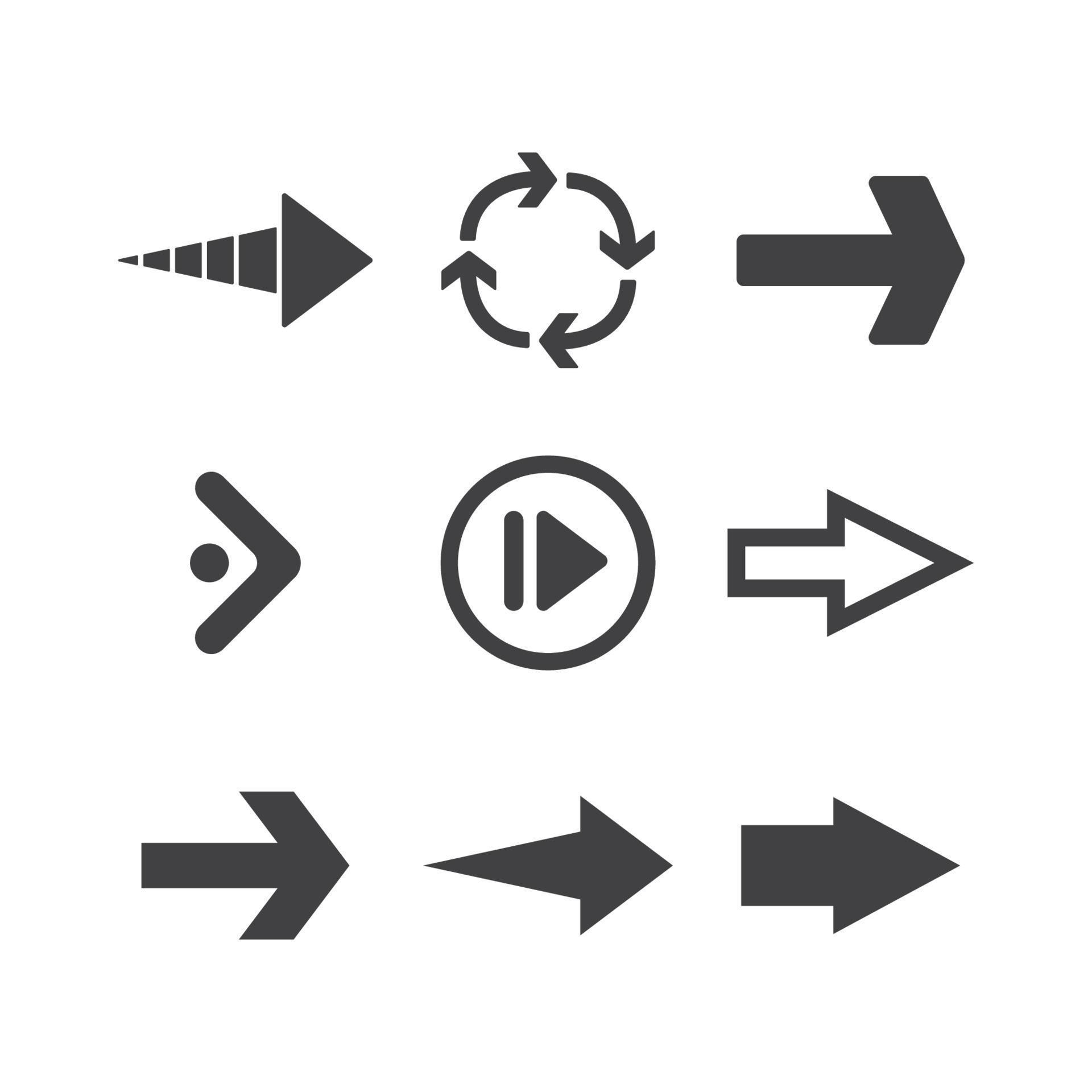 Arrow icons. Simple directional pictogram arrows. 13789792 Vector Art ...