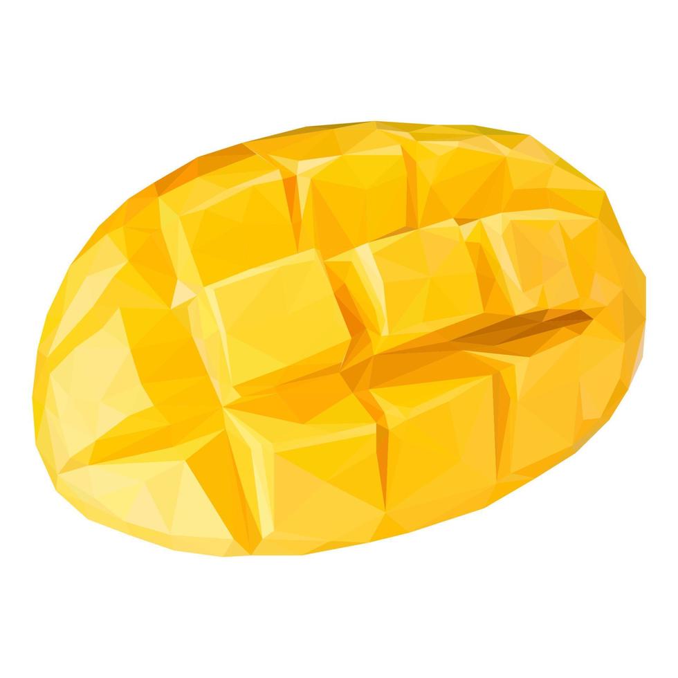 Cut yellow mango in low poly style vector