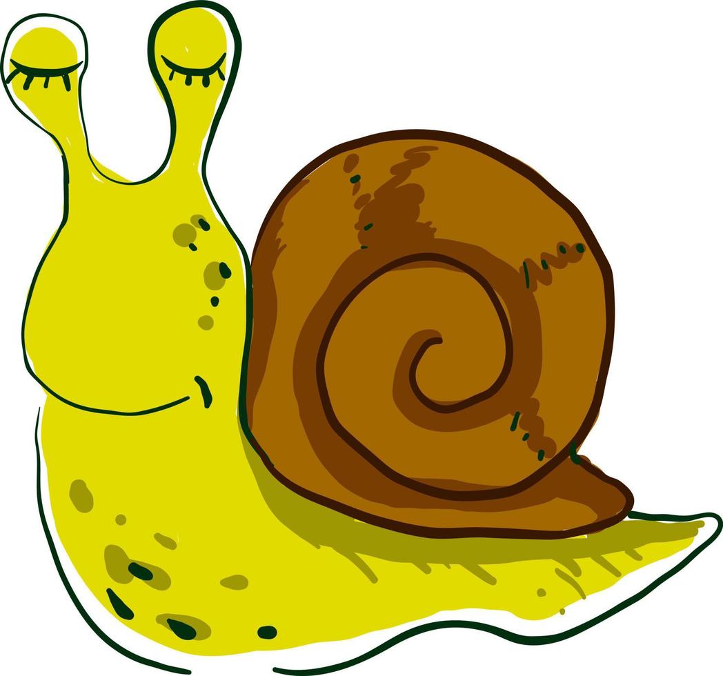 Sleeping snail, illustration, vector on white background.