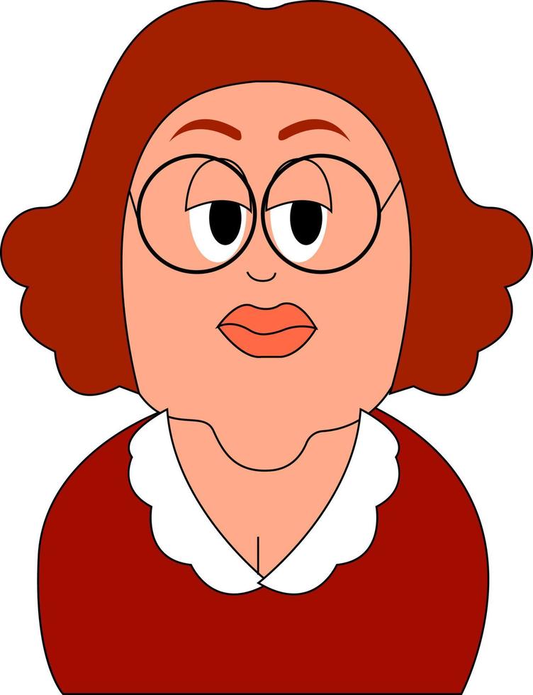 Teacher with glasses, illustration, vector on white background.