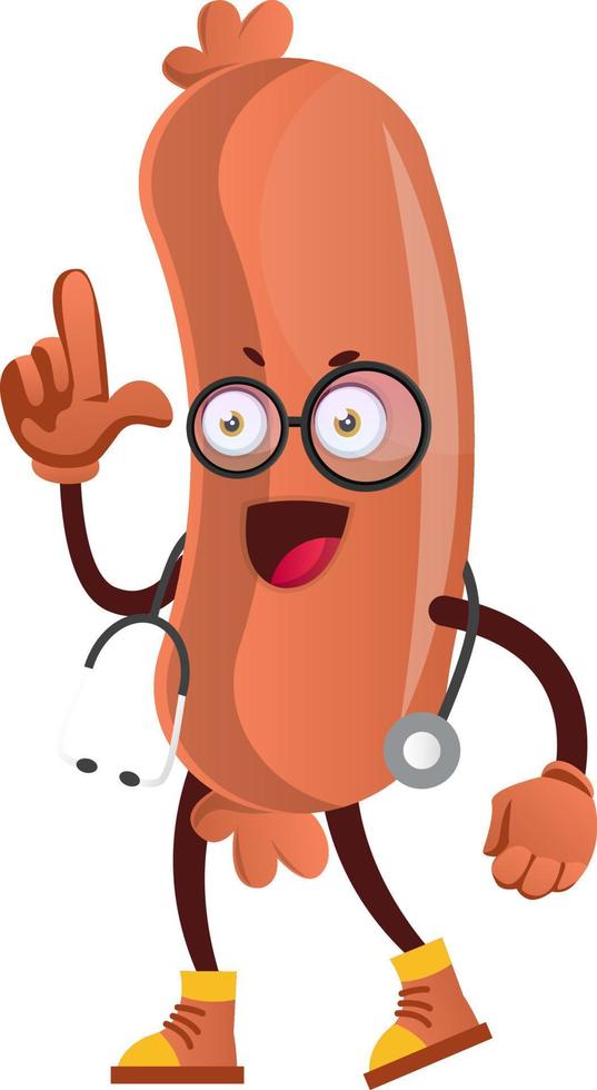 Doctor sausage, illustration, vector on white background.