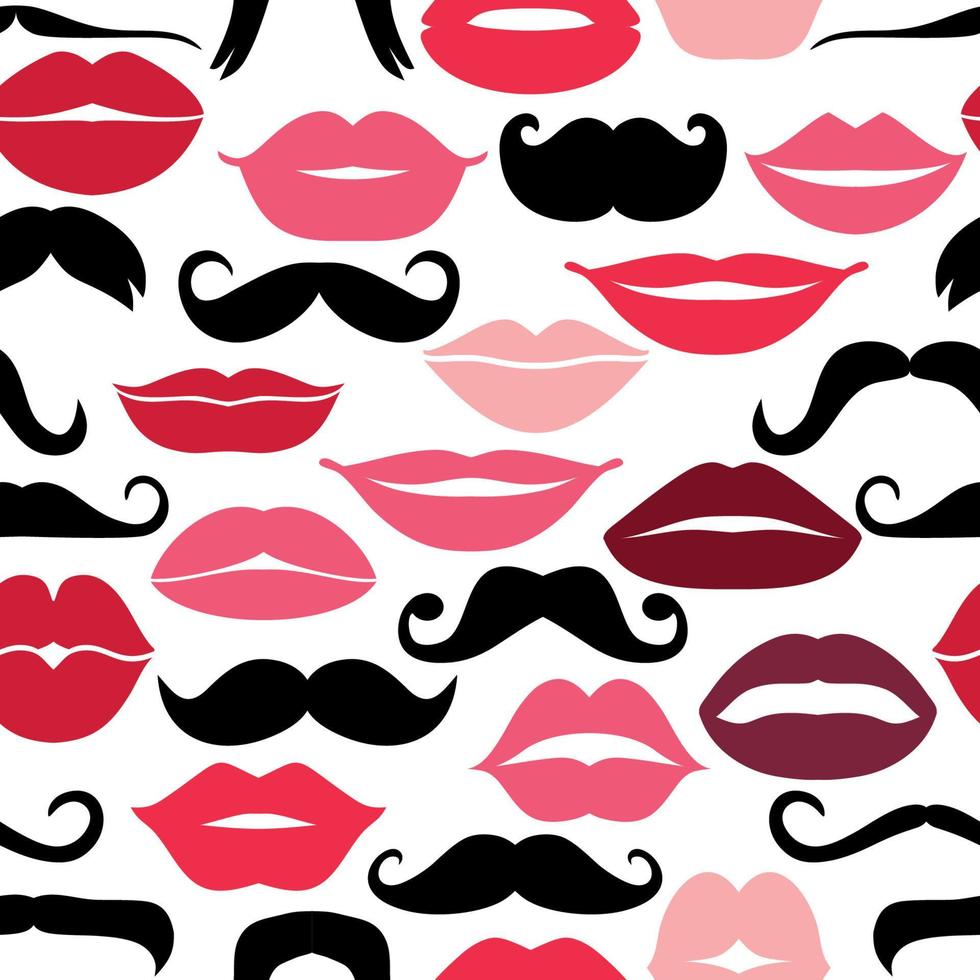 Ladies and gentlemen seamless pattern lios and moustache. vector
