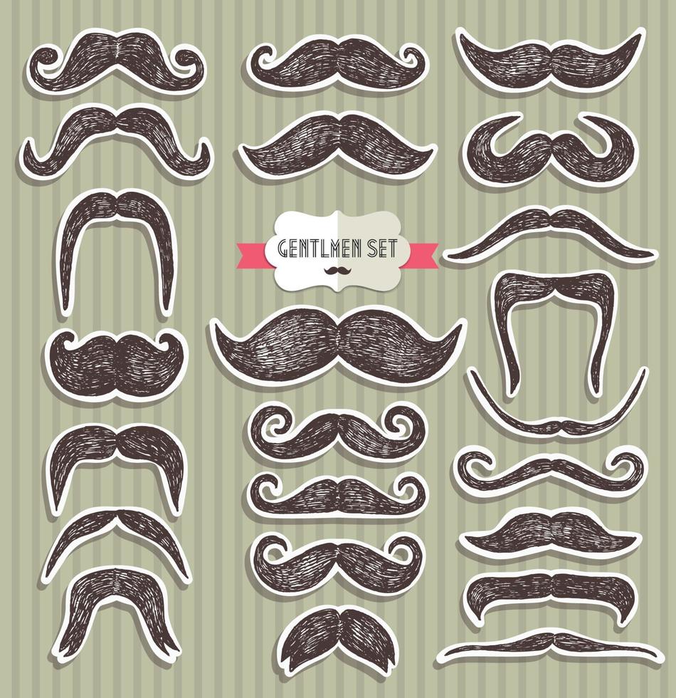 conjunto de bigotes. elementos de diseño. vector