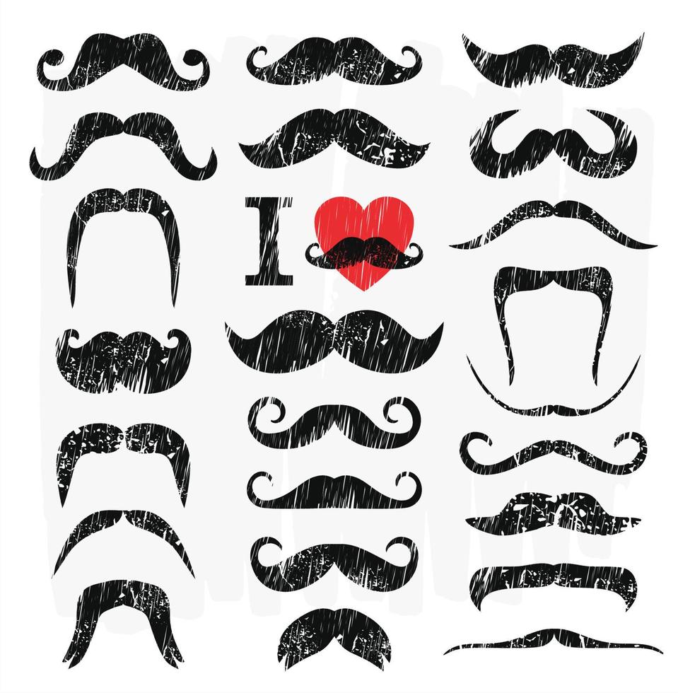 Moustaches set. Design elements of hand drawn style icons. vector