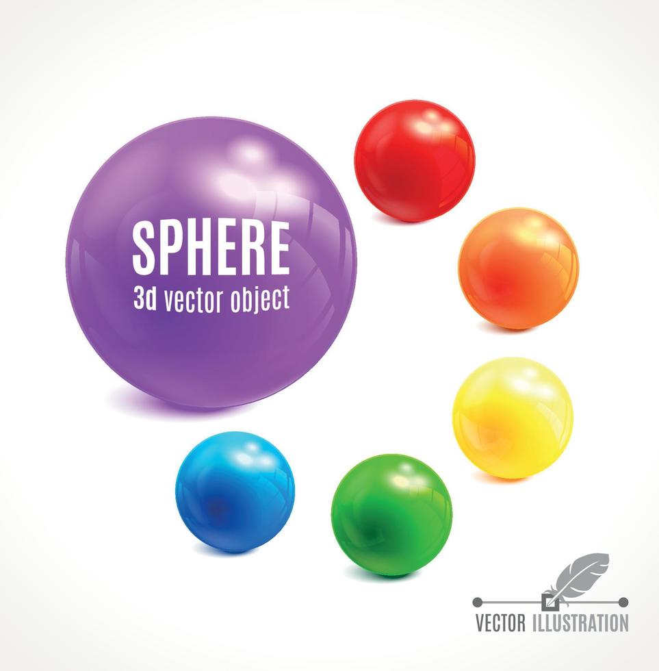 3d Sphere vector object in multicolor set