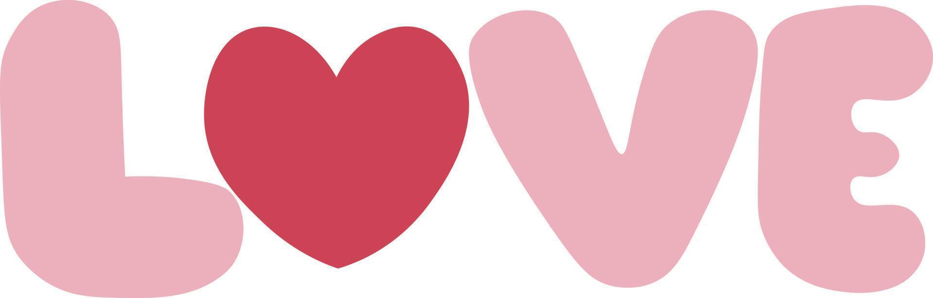 Red LOVE text vector