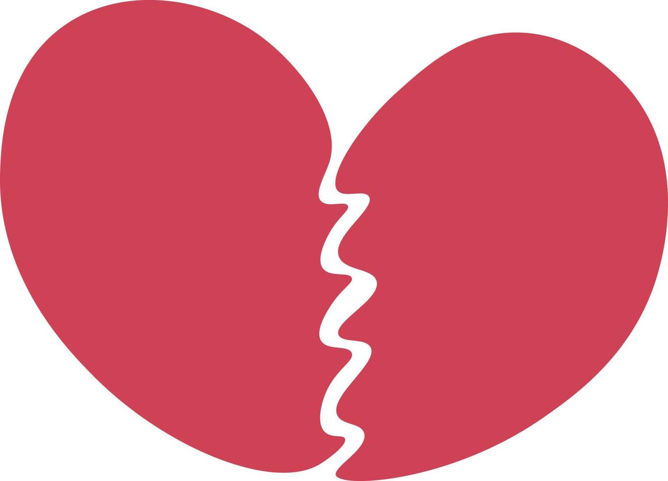 latido del corazón rojo corazón roto o icono de vector plano de divorcio
