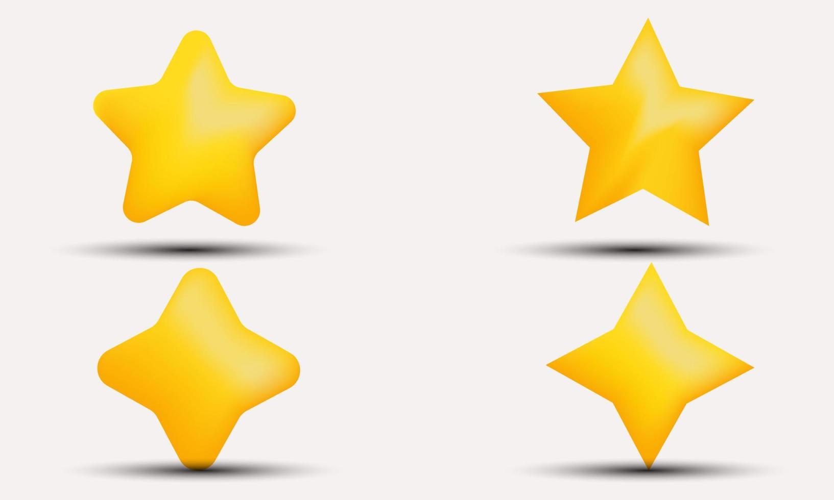 illustration set yellow stars different shapes vector