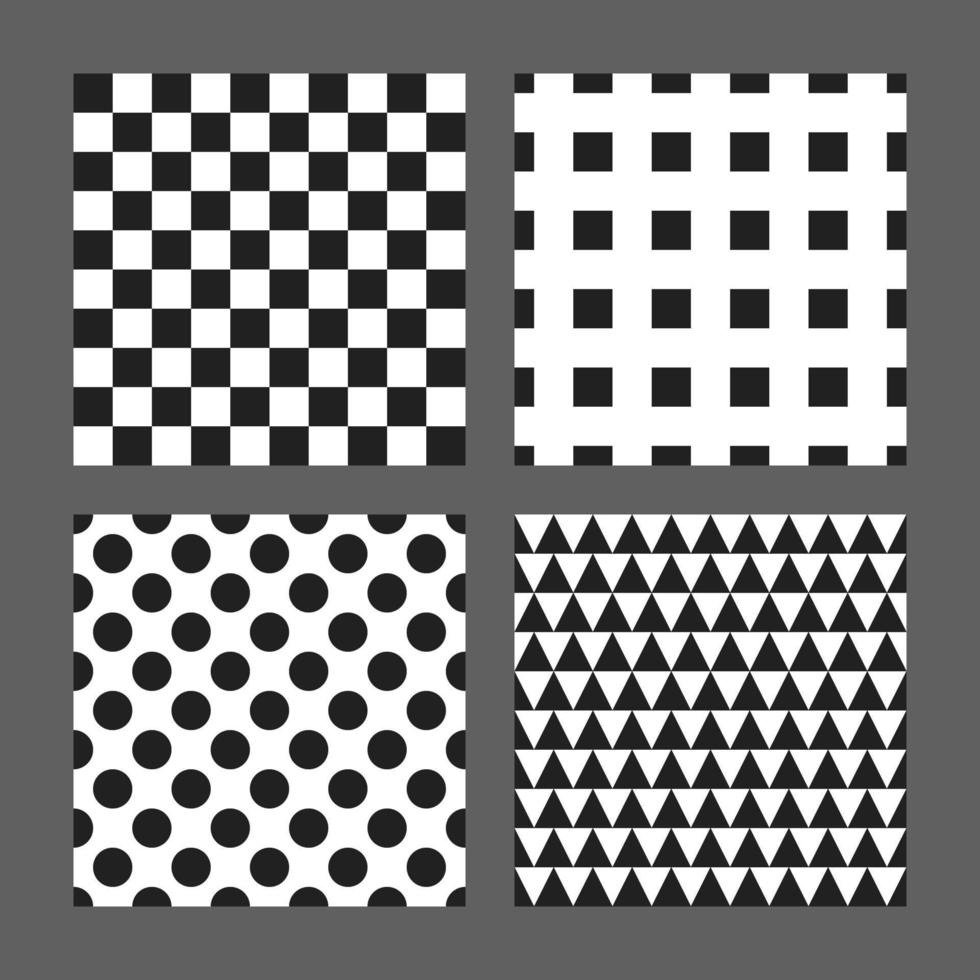 Minimal geometric black and white pattern vector illustration set