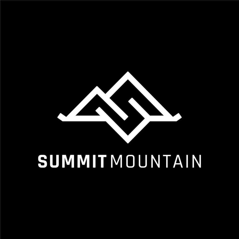 logotipo de montaña de contorno moderno letra s o m vector