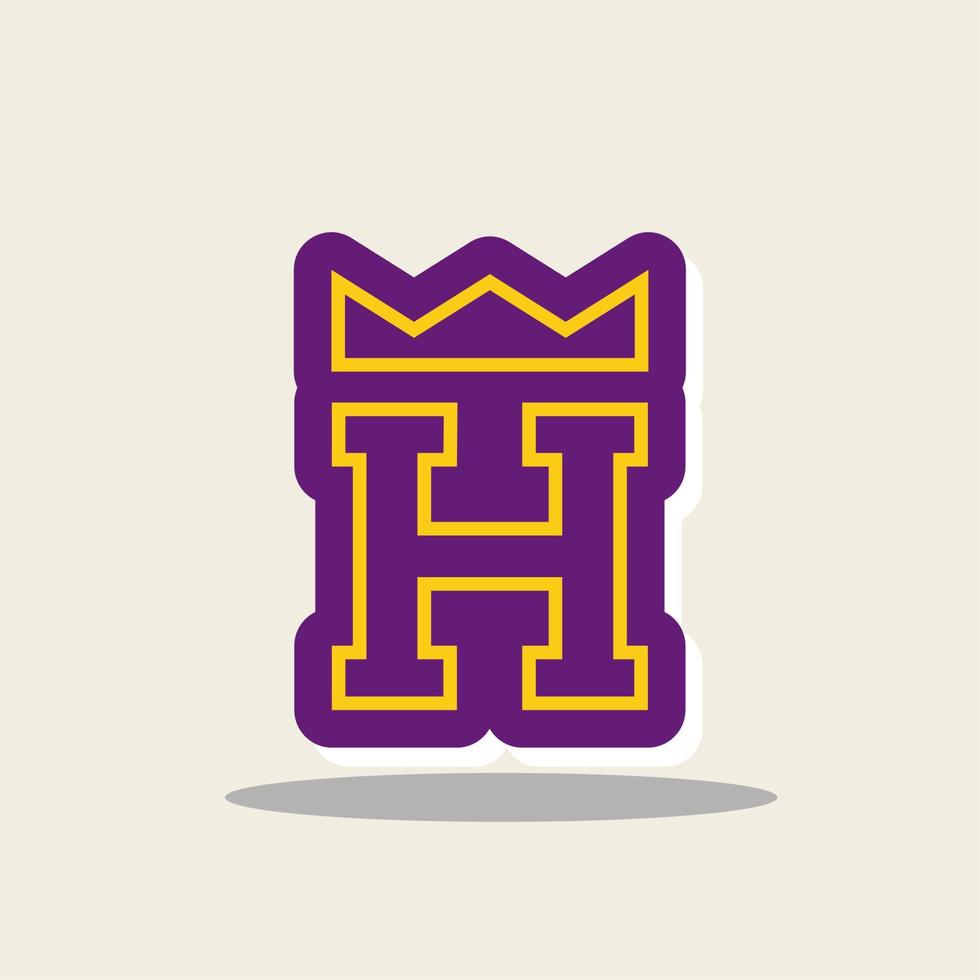 Initial Letter H Logo with Crown Simple Vector Design
